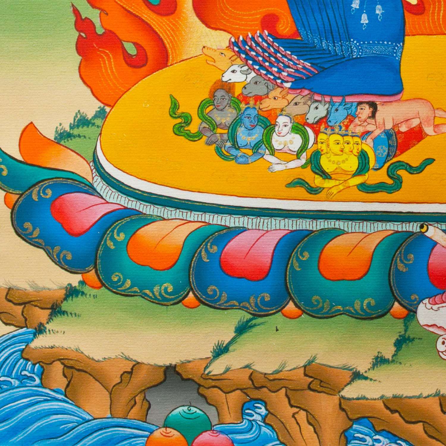 Thangka Yamantaka aka Vajrabhairava or Shinje, high quality print on Natural Canvas, image size — 32,0 x 42,0 cm / 12,6 x 16,5 inches, Single