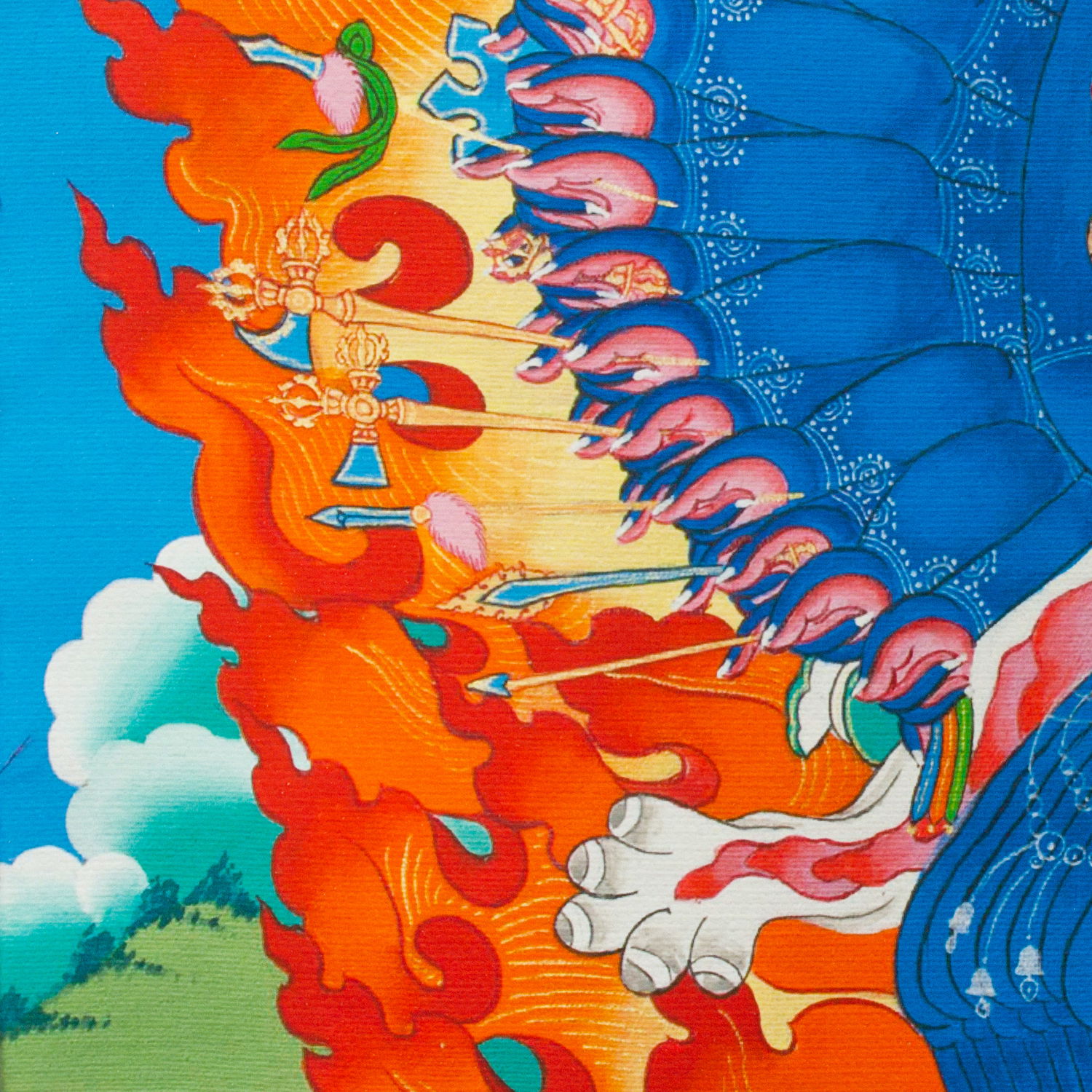 Thangka Yamantaka aka Vajrabhairava or Shinje, high quality print on Natural Canvas, image size — 32,0 x 42,0 cm / 12,6 x 16,5 inches, Single