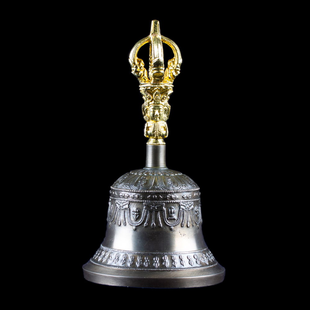 Big-sized Ritual Bell & Dorje made from Bronze / Best quality: Perfect long and clear sound / height — 19.0, diameter — 9.5 cm, Five-pronged