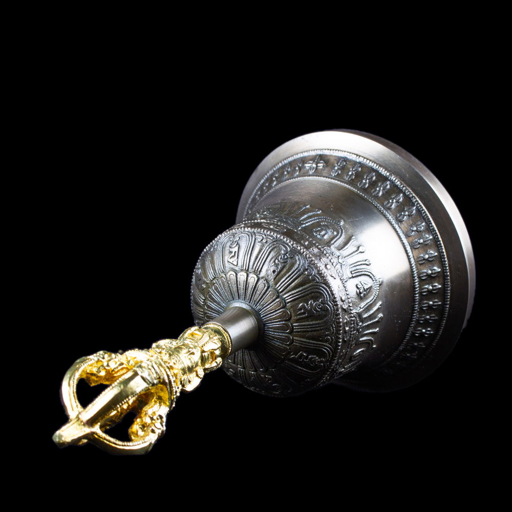 Big-sized Ritual Bell & Dorje made from Bronze / Best quality: Perfect long and clear sound / height — 19.0, diameter — 9.5 cm, Five-pronged