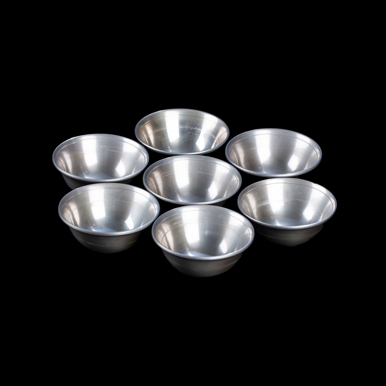 Tibetan offering bowls made from white bronze | Set of 7 pcs, Diameter — 7.3 cm | Best Quality, Set of 7 pcs