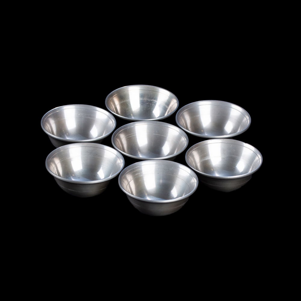 Tibetan offering bowls made from white bronze | Set of 8 pcs, Diameter — 7.3 cm | Best Quality, Set of 8 pcs