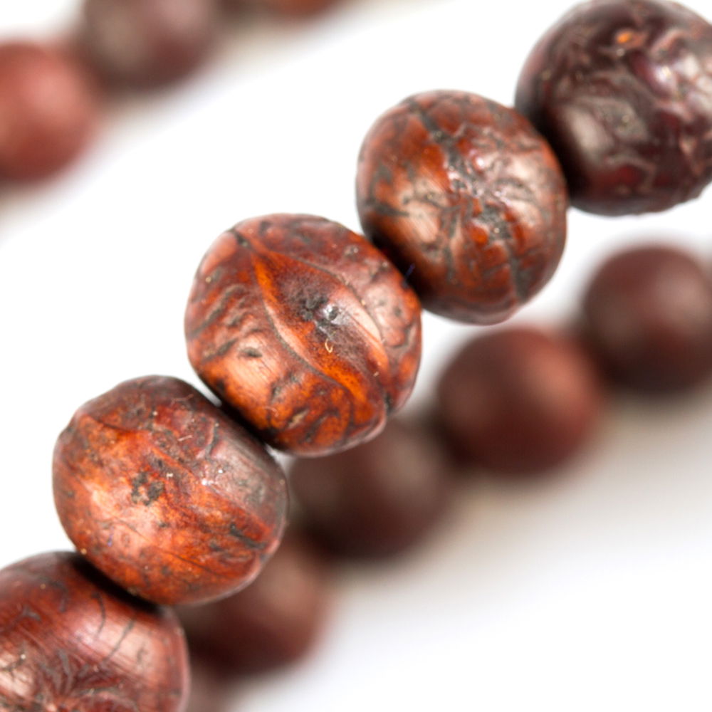 Exclusive traditional Tibetan 108-beads Mala, made from bodhi seeds, brown color, diameter — 10.5 mm | Buddhist malas collection, Brown