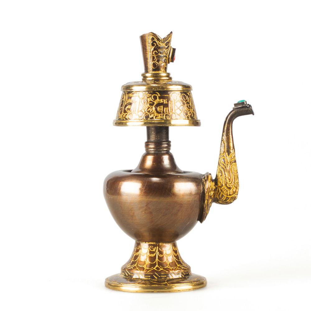 Bumpa with spout, Tibetan sacred water vase used for ritual practices and initiations, height — 13 (16) cm, Small