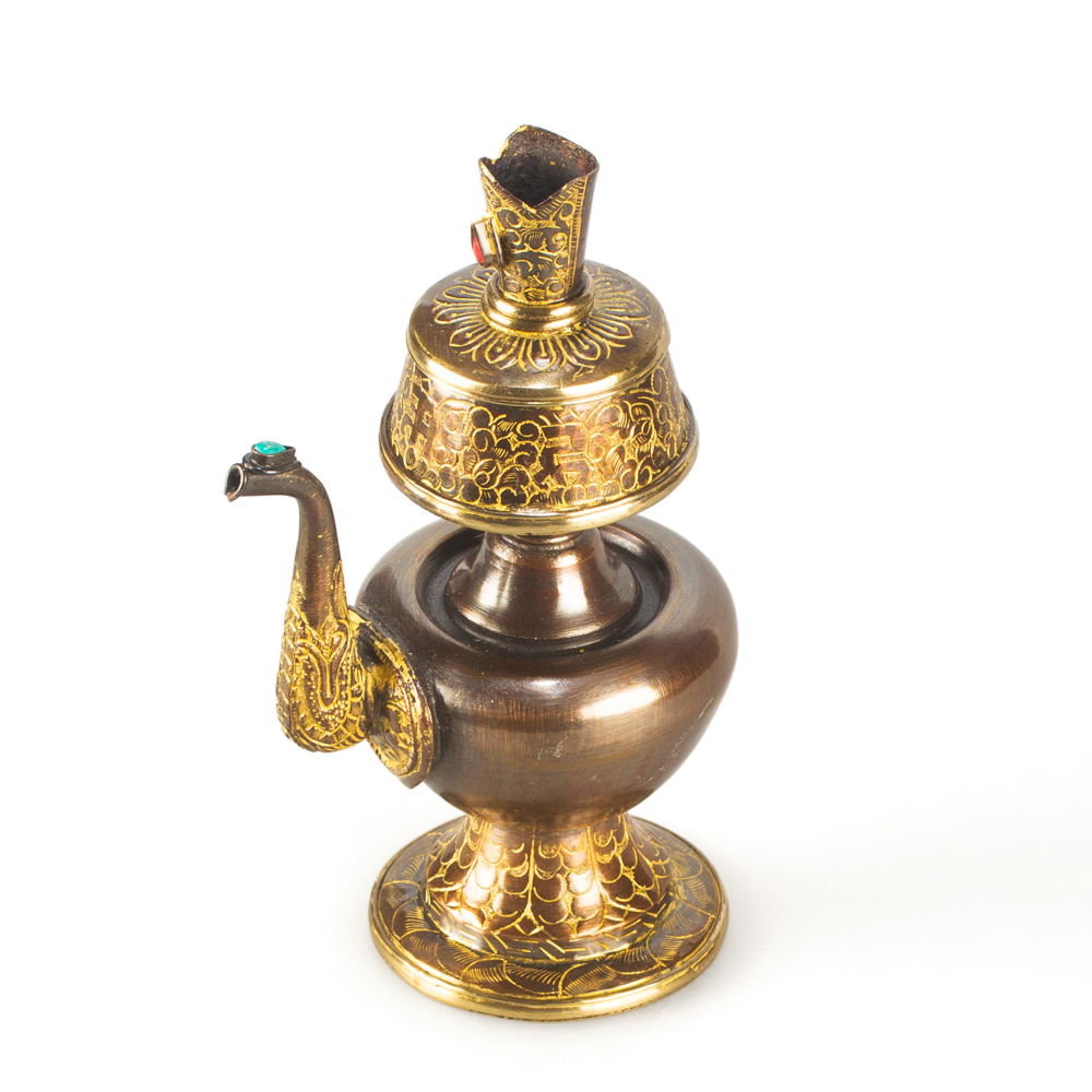 Bumpa with spout, Tibetan sacred water vase used for ritual practices and initiations, height — 13 (16) cm, Small