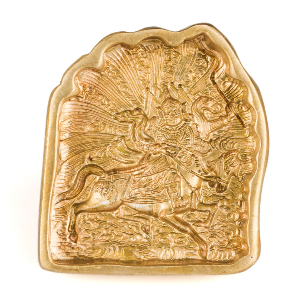 "Legendary King Gesar" Traditional Tibetan bronze mold, small size: height — 5.2 cm width — 4.5 cm | Buddhist art collection, Small