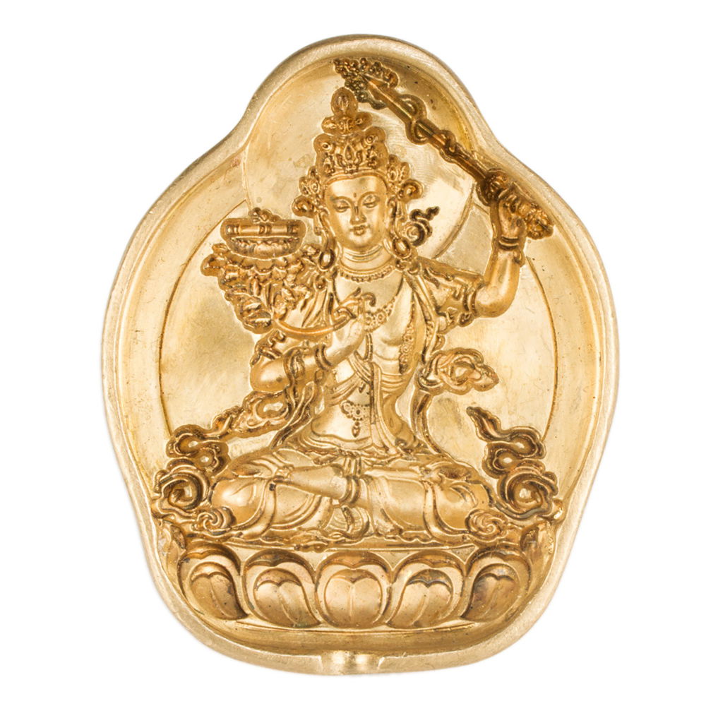Tsa-tsa "Manjushree", a Bodhisattva of Wisdom, traditional Tibetan bronze mold, medium size: height — 7.6 cm width — 6.0 cm | Buddhist art collection, Medium