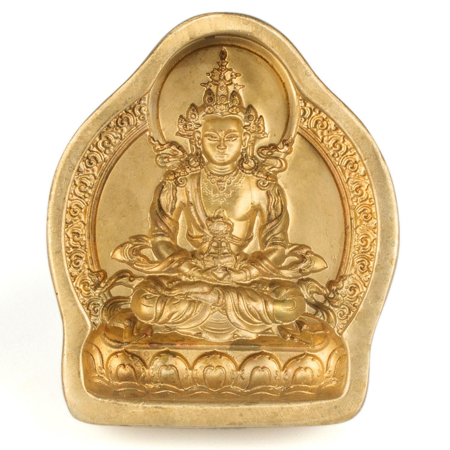 Tsa Tsa "Amitayus" aka Tsepame, the Buddha of Boundless life, traditional Tibetan mold, small size: height — 5.4 cm width — 4.2 cm | Buddhist art collection, Medium