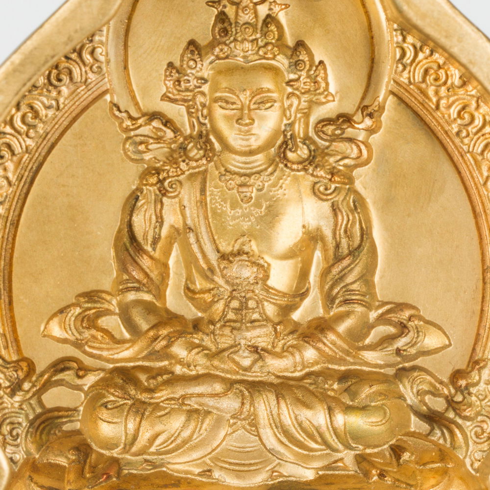 Tsa Tsa "Amitayus" aka Tsepame, the Buddha of Boundless life, traditional Tibetan mold, medium size: height — 7.4 cm width — 6.2 cm | Buddhist art collection, Medium