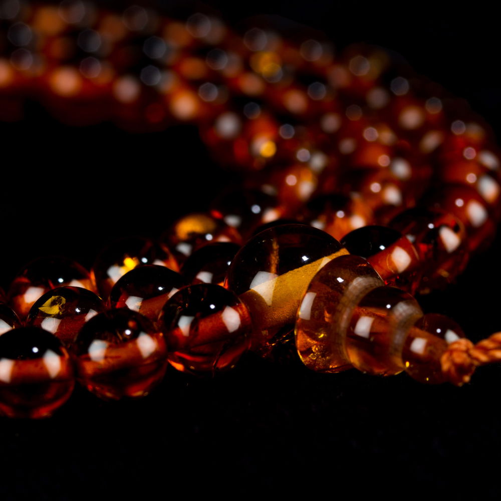 Traditional Tibetan 108-beads Mala, made from Baltic amber | Color — 04, diameter — 7.0 mm | Buddhist malas collection, 7.0 mm