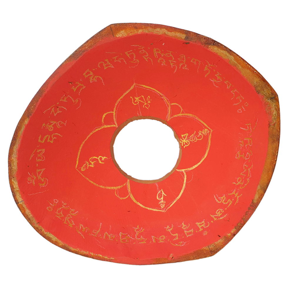 Small Perfect Damaru made from Bawa wood, Tibetan traditional drum for tantric rituals, size — 12.5 x 14.0 cm | Buddhist Religious music, 12.5 x 14.0 cm