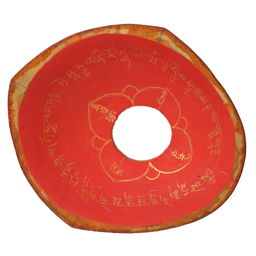 Small Perfect Damaru made from Bawa wood, Tibetan traditional drum for tantric rituals, size — 12.5 x 14.0 cm | Buddhist Religious music, 12.5 x 14.0 cm