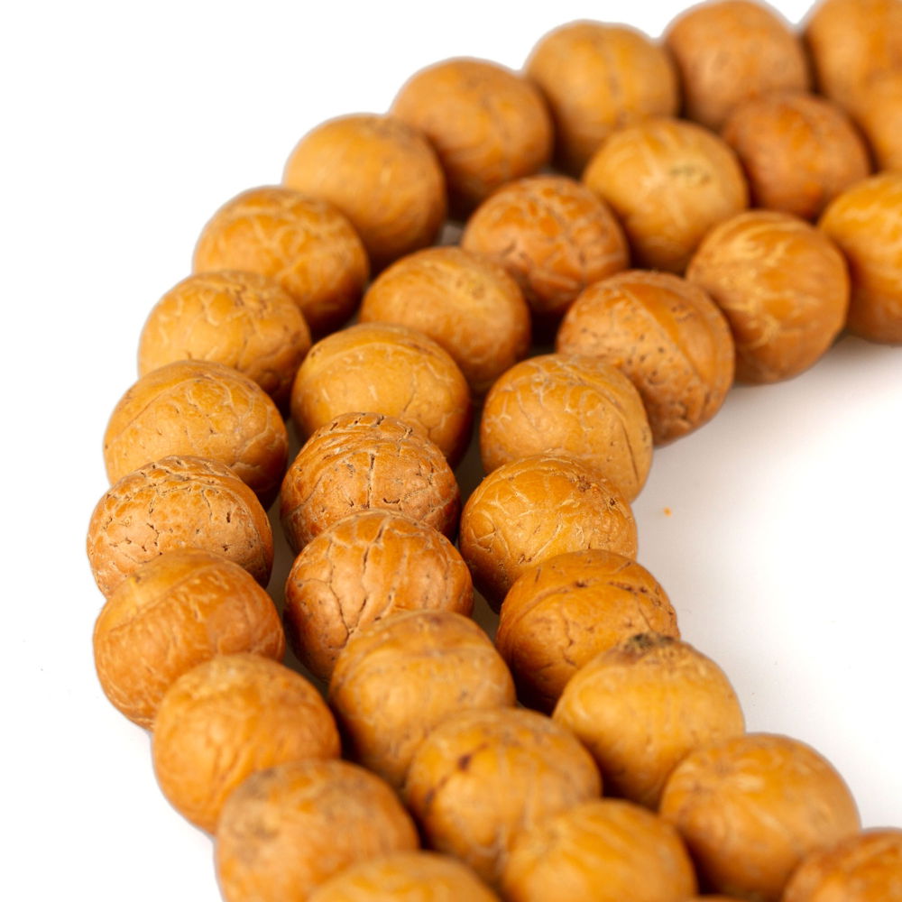 Exclusive traditional Tibetan 108-beads Mala, made from bodhi seeds, yellowish color, diameter — 11.5 mm | Buddhist malas collection, Yellowish