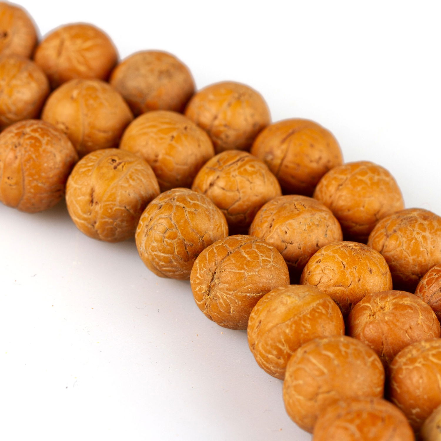 Exclusive traditional Tibetan 108-beads Mala, made from bodhi seeds, yellowish color, diameter — 11.5 mm | Buddhist malas collection, Yellowish