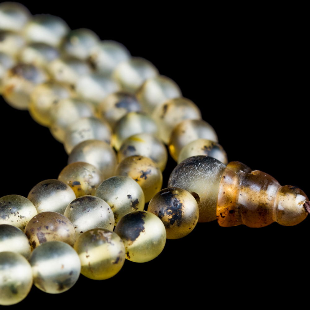 Traditional Tibetan 108-beads Mala, made from Baltic amber | Color — 16, diameter — 6.5 mm | Buddhist malas collection, 6.5 mm, unpolished