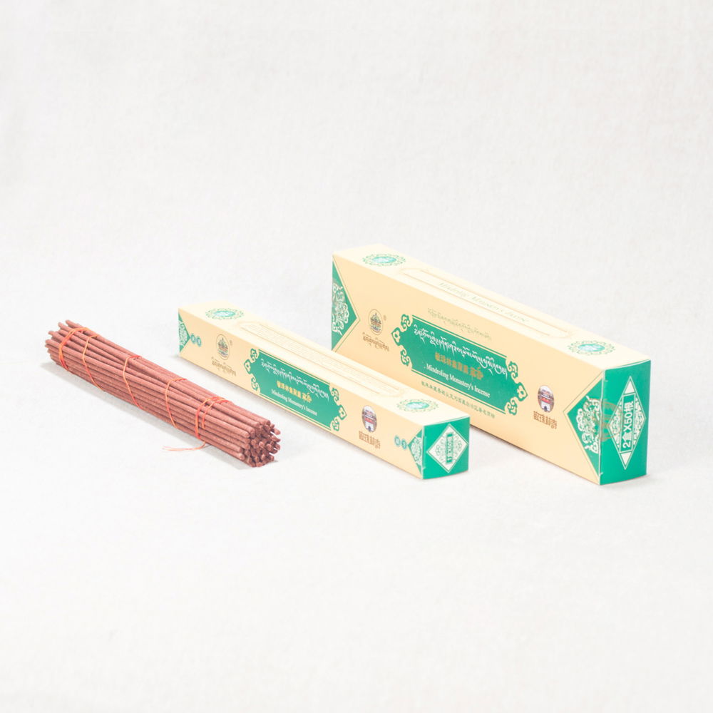 Tibetan Incense "Mindroling Green" — 4th grade, 100 sticks | Genuine herbal incense from Tibet, Green