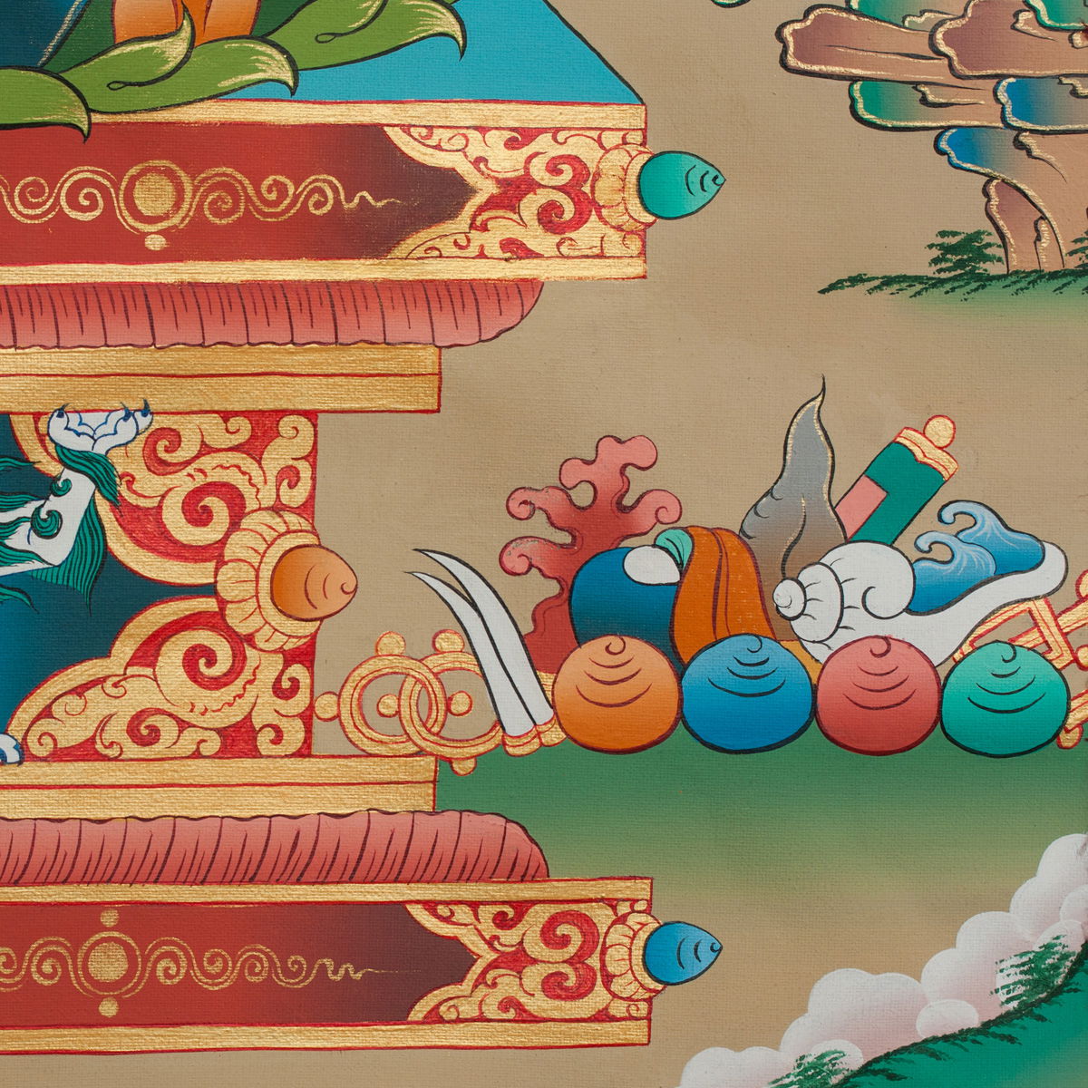 Thangka "Avalokitesvara" aka Chenrezik, Real Tibetan painting on canvas, image size 47x67 cm / 18,5 x 26,4 inches | Buddhist Art