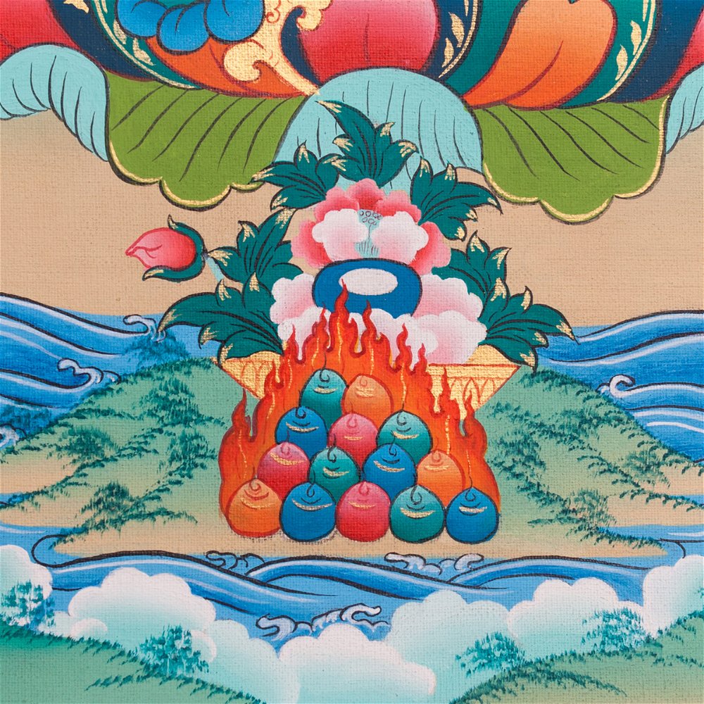 Thangka "Green Tara" aka Drolma, Real Tibetan painting on canvas, image size 34 x 43 cm / 13,4 x 16,9 inches | Buddhist Art