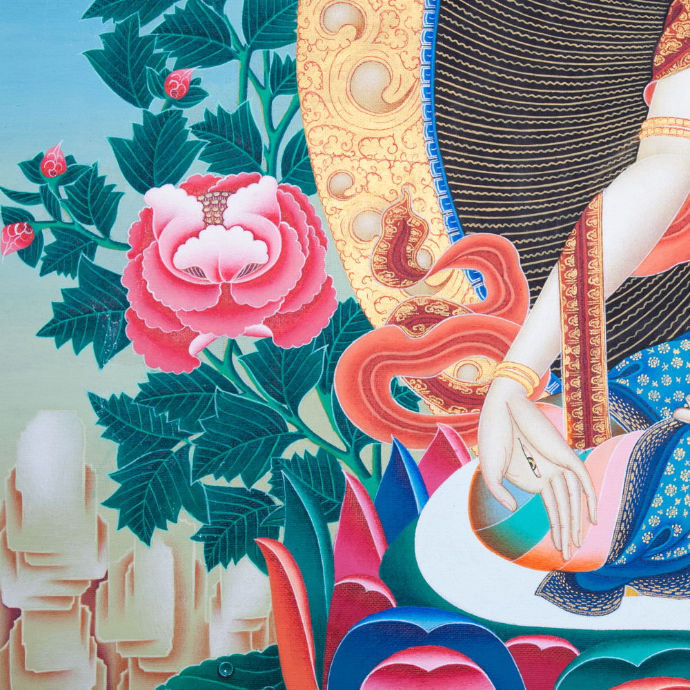 Thangka "White Tara" Real Tibetan Masterpiece Thangka painting on canvas, image size 40 x 54 cm / 15,7 x 21,3 inches | Buddhist Art