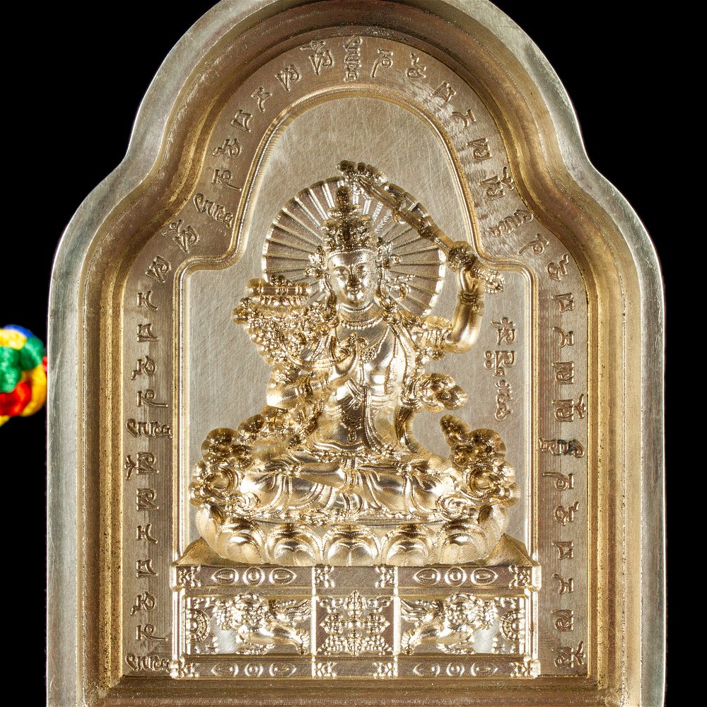 Tsa Tsa "Manjushree", traditional Tibetan mold, big size: height — 9.5 cm width — 7.3 cm | Buddhist art collection, Manjushree