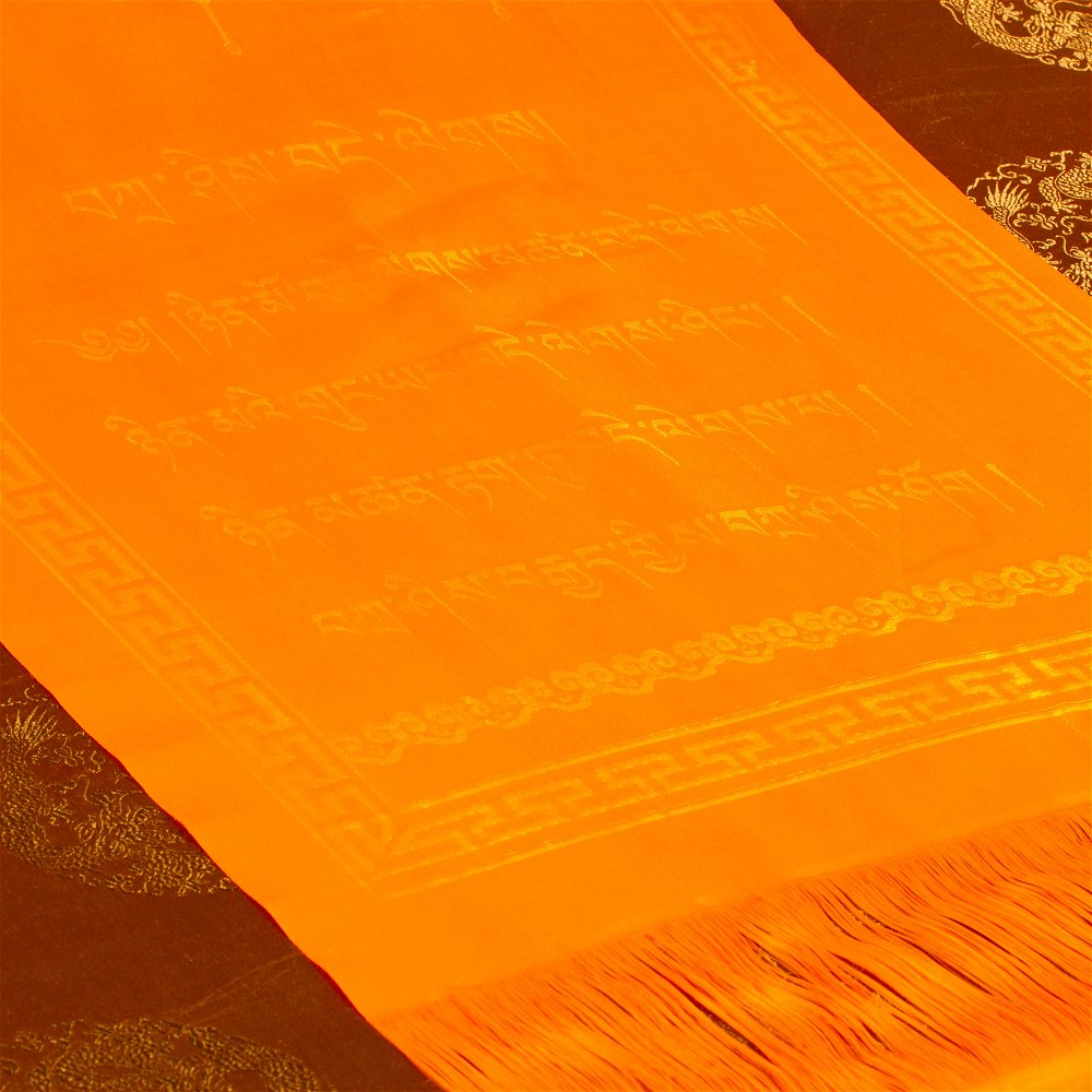 Khata — Tibetan ceremonial scarf, Yellow color | high quality polyester, 43 x 300 cm
