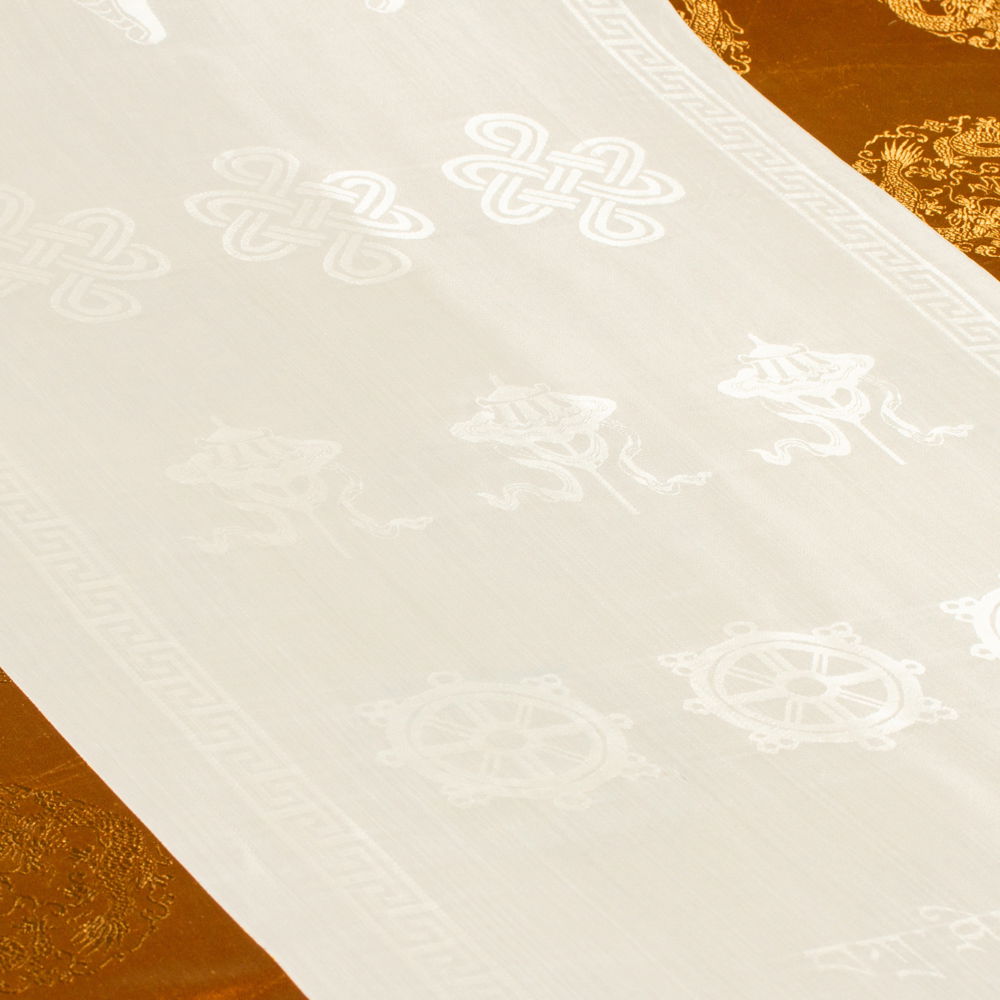 Khata — Tibetan ceremonial scarf, White color | high quality polyester, 43 x 300 cm