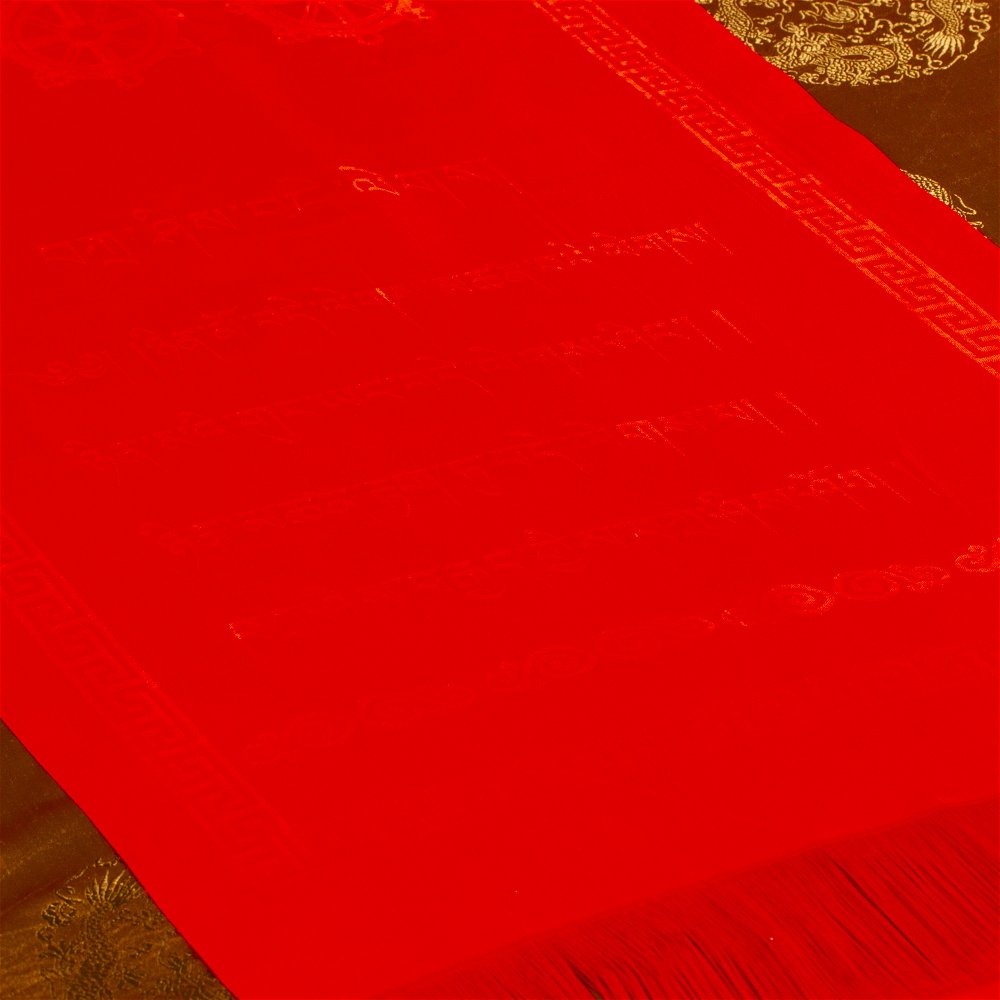 Khata — Tibetan ceremonial scarf, Red color | high quality polyester, 43 x 300 cm
