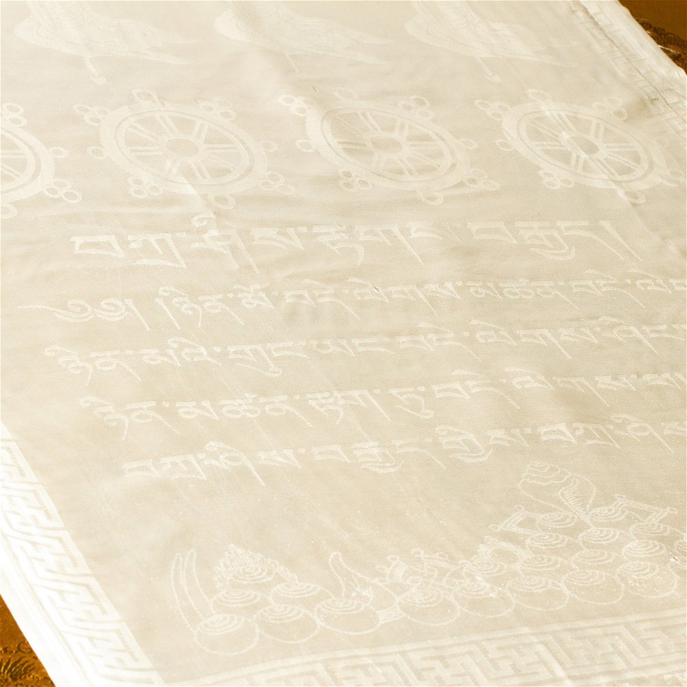 Khata — Tibetan ceremonial scarf, White color | high quality cotton, 60 x 300 cm
