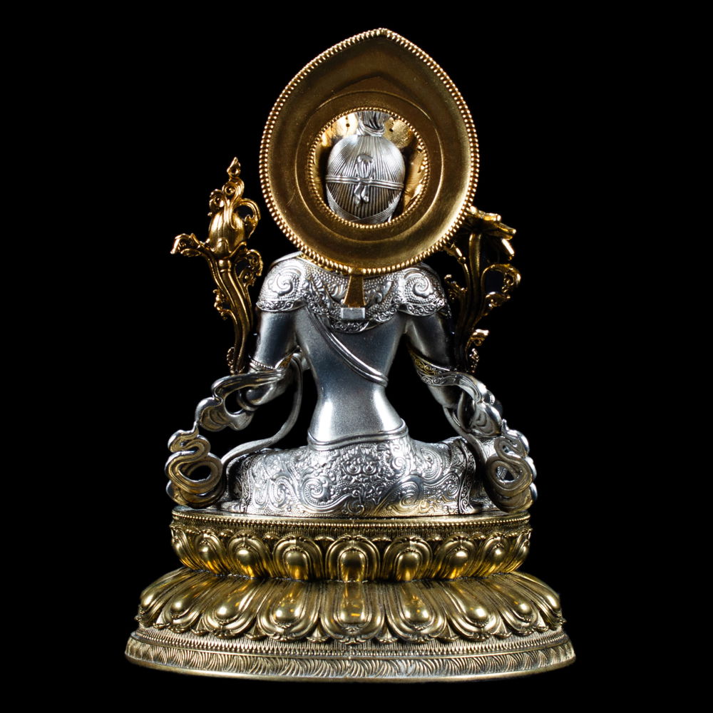 Statue of Green Tara (Drolma) | Silver Plated, height 15.5 cm