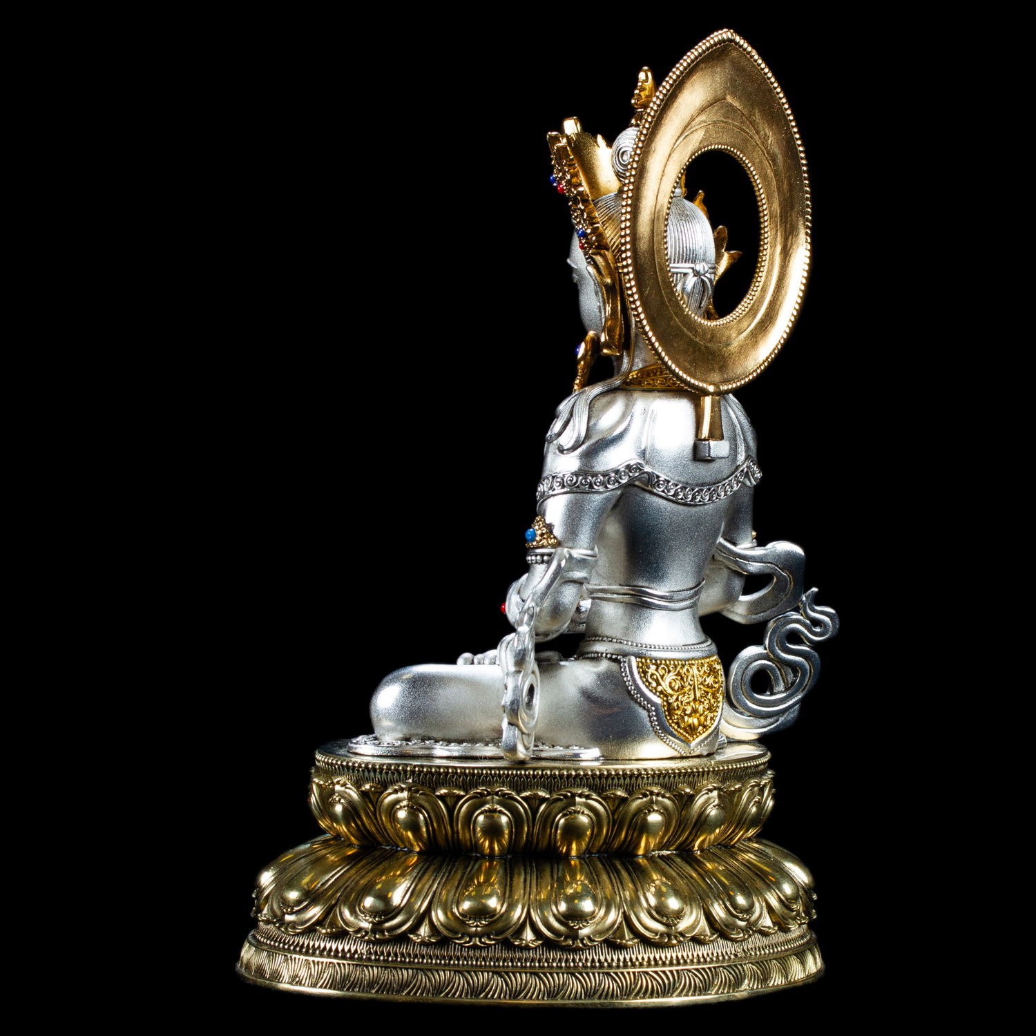 Statue of Amitayus (Buddha of Longevity, Tsepame) | Silver Plated, height 16.5 cm