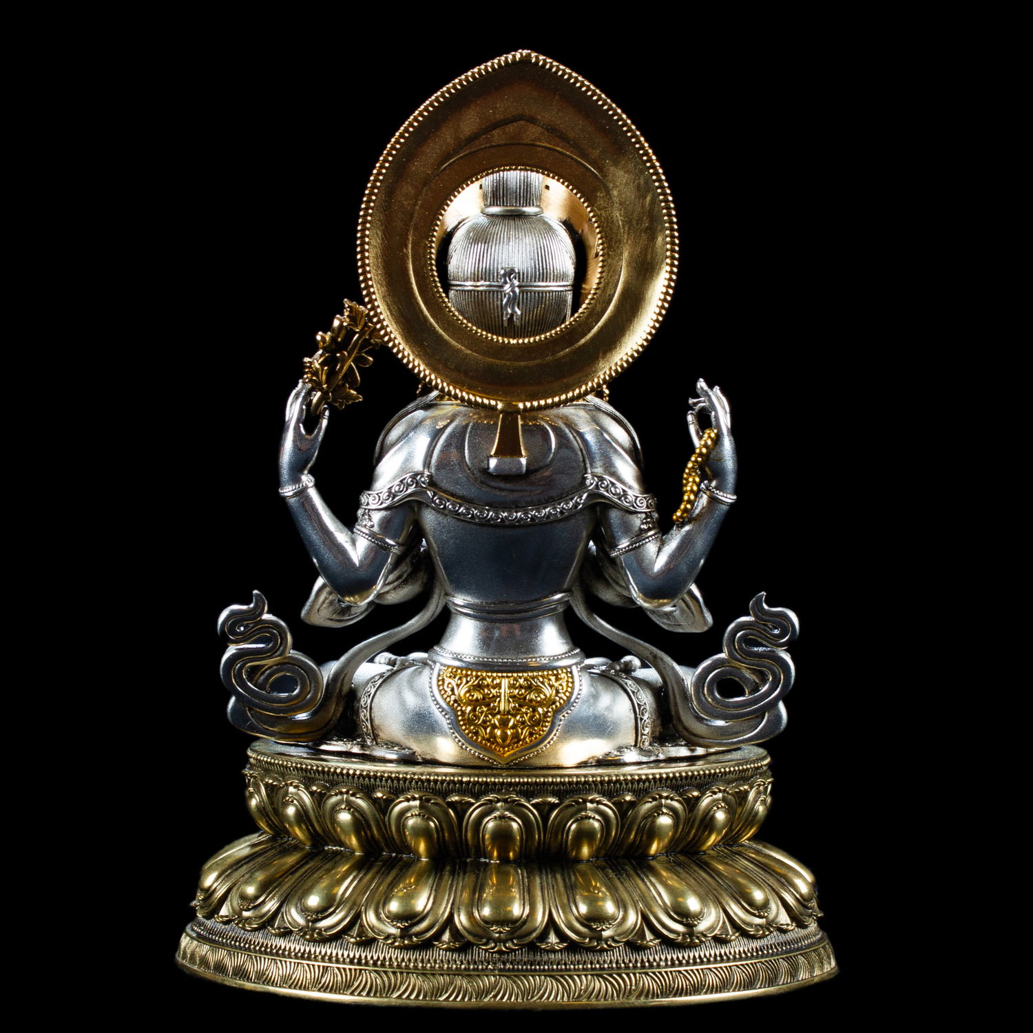 Statue of Bodhisattva Avalokitesvara (Chenrezik) | Silver Plated, height 16.5 cm