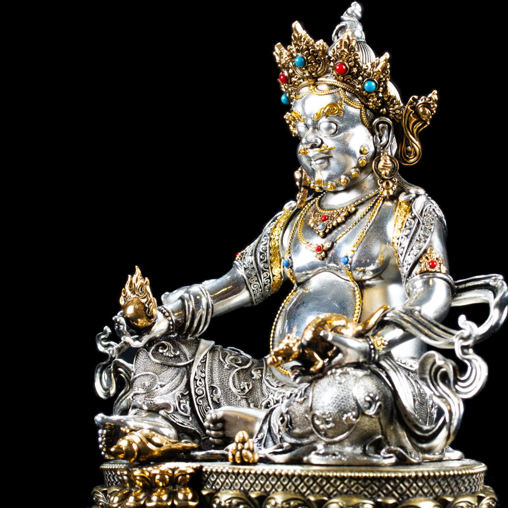 Statue of Jambhala (God of Wealth) | Silver Plated, height 15.5 cm