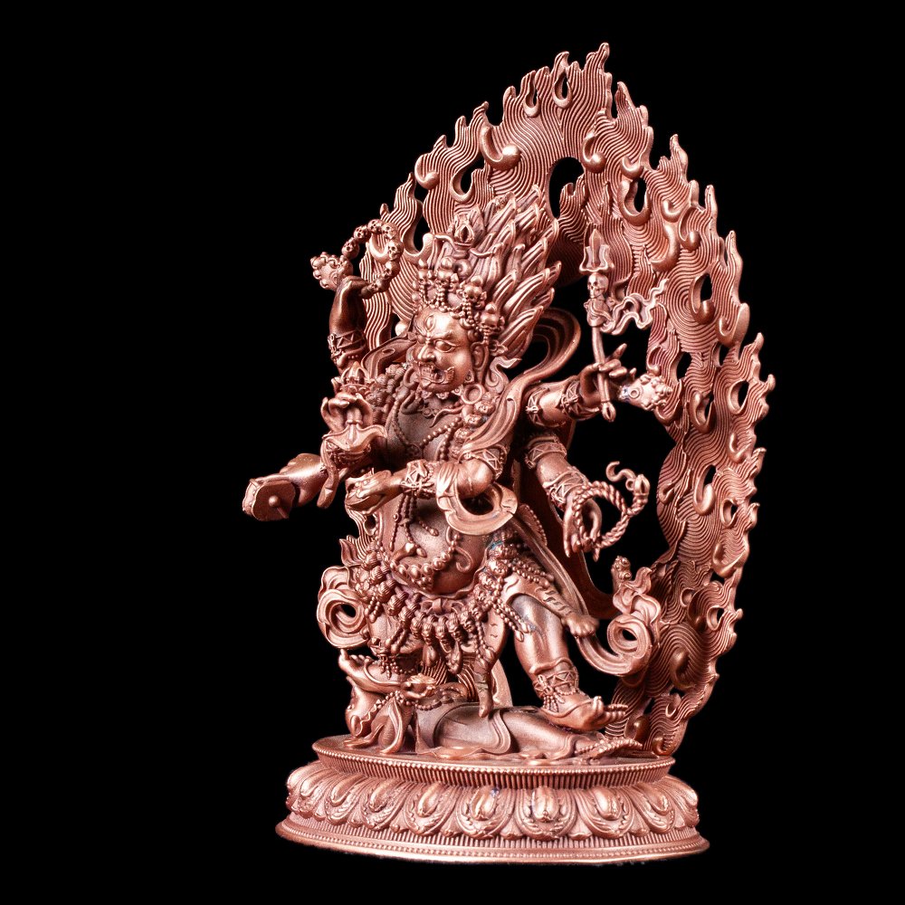 Bronze statue “Six Armed Mahakala”, 12 cm, fine carving, Six Armed Mahakala