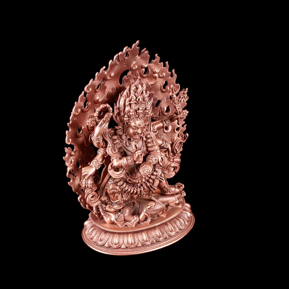 Bronze statue “Six Armed Mahakala”, 12 cm, fine carving, Six Armed Mahakala