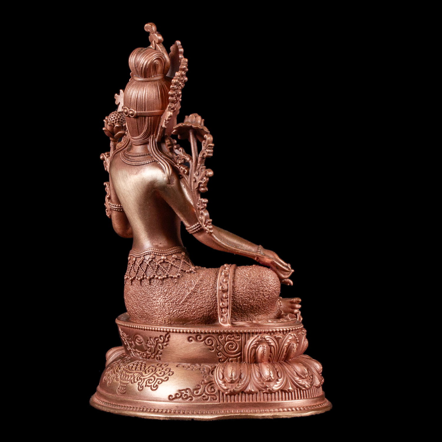Statue of Green Tara aka Drolma made from copper : small perfection, height — 10.2 cm, Green Tara