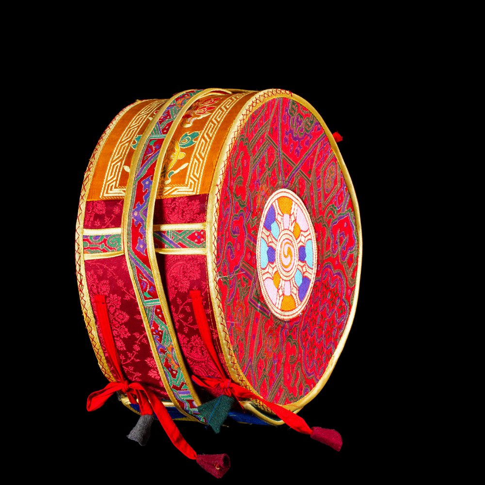 Huge Perfect Damaru made from Bawa wood Tibetan, traditional drum for Chod practice, diameter — 28 cm | Buddhist Religious music, M, 28.0 cm