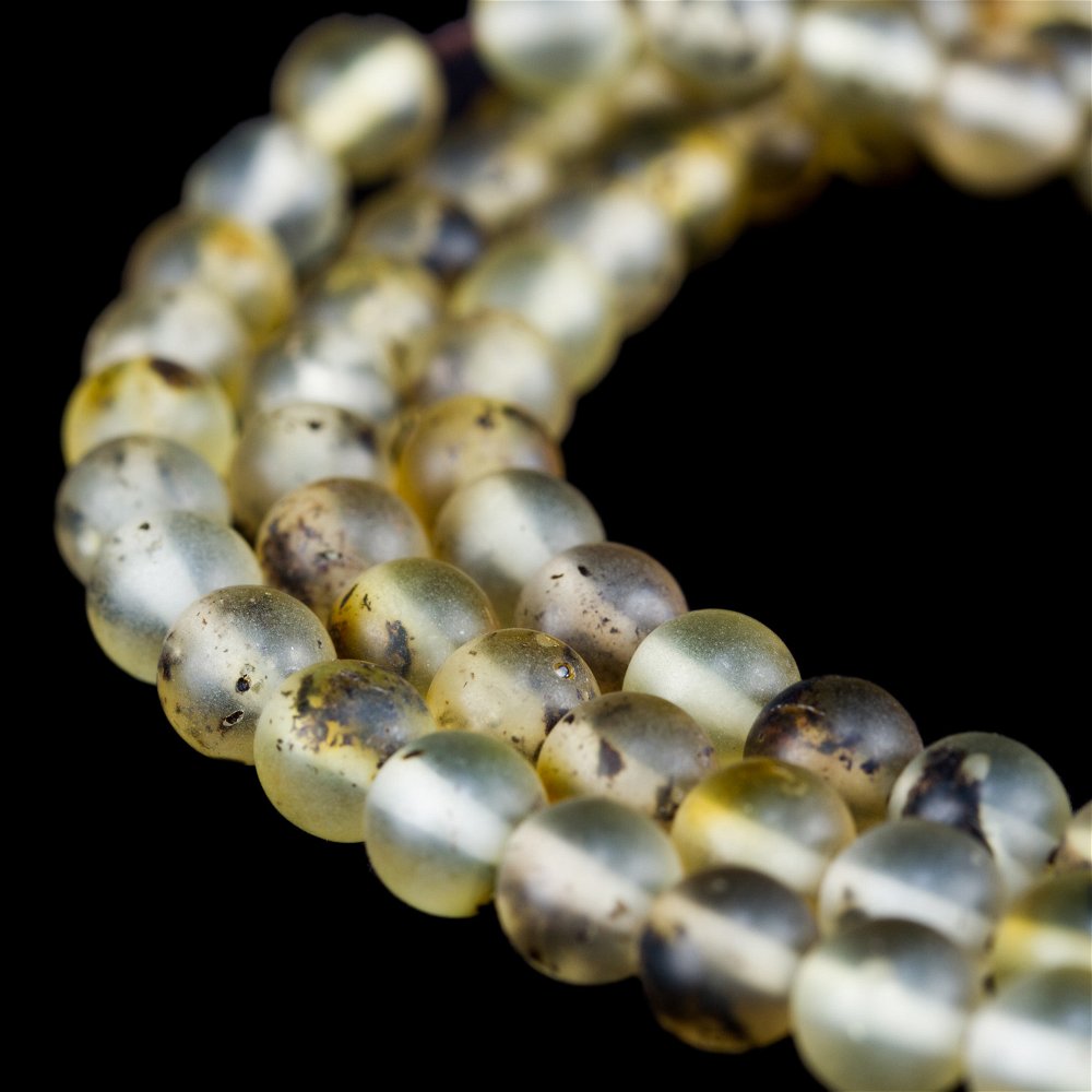 Traditional Tibetan 108-beads Mala, made from Baltic amber | Color — 16, diameter — 7.0 mm | Buddhist malas collection, 7.0 mm, unpolished