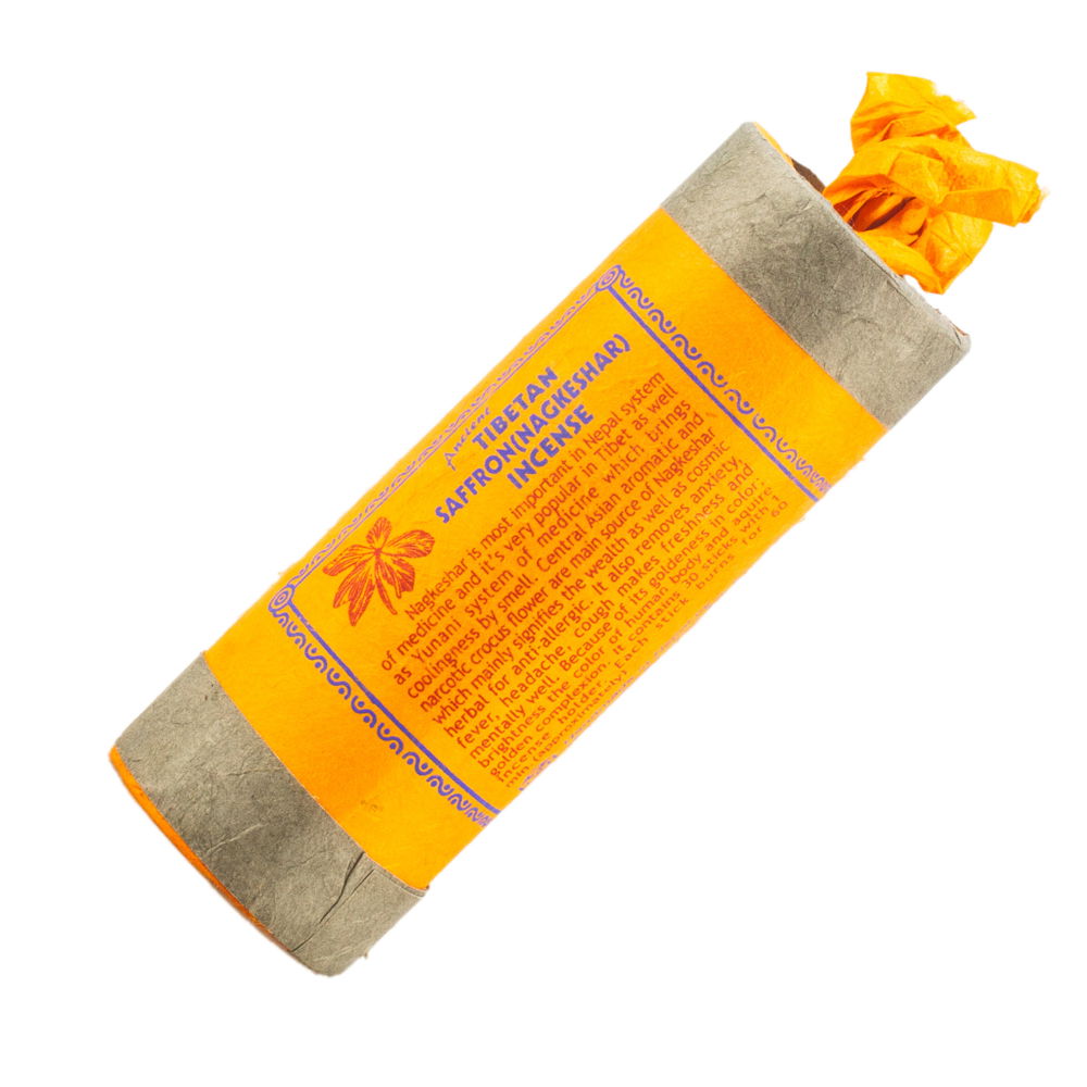 Tibetan Saffron (Nagkeshar) incense, 30 sticks of 13 cm — genuine organic incense from Nepal, Saffron