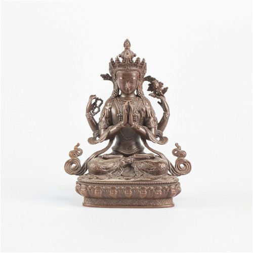 Bodhisattva Avalokitesvara (Chenrezik) — finely carved 10 cm statue from Kham