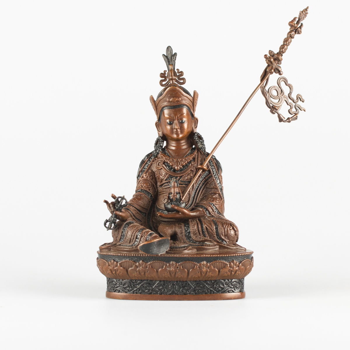 Padmasambhava (Guru Rinpoche) — finely carved 15 cm statue from Kham