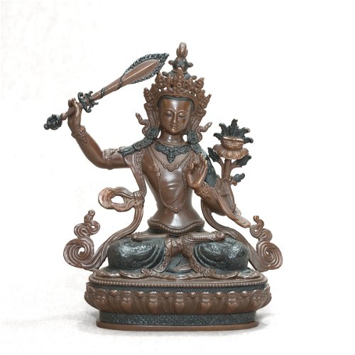 Manjushri aka Jampel — finely carved 14 cm statue from Kham