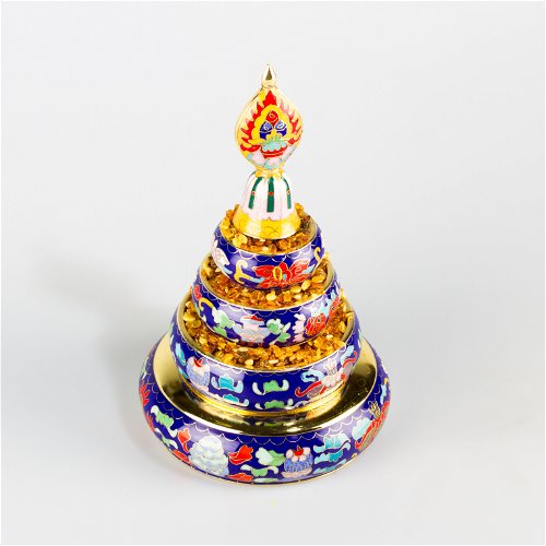 Small Mandala Set decorated with cloisonne — 20.5 cm, blue color