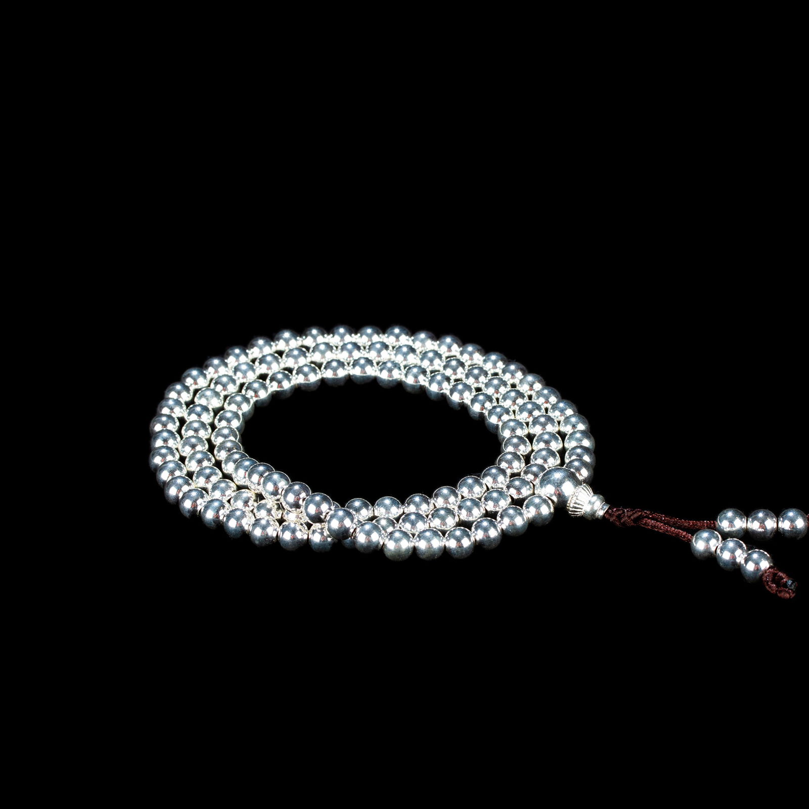 Elegant Sterling Silver mala, 108 beads, 6.0 mm.. 