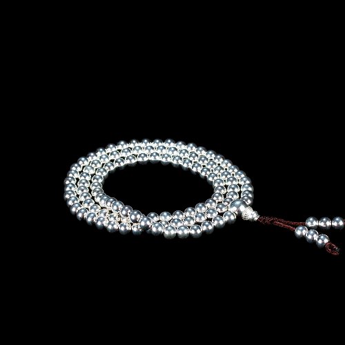 Elegant Sterling Silver mala, 108 beads, 6.0 mm.