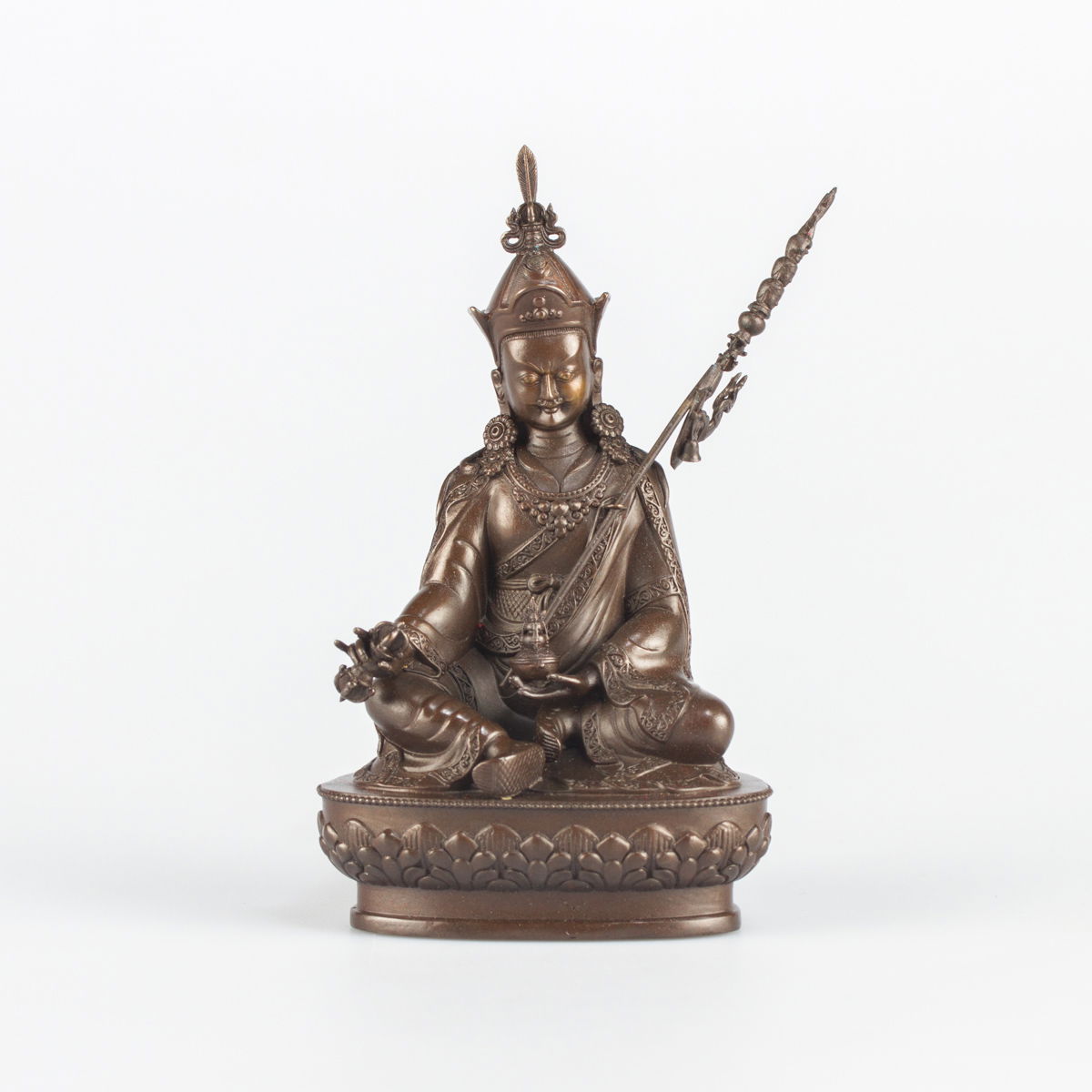 Bronze statue of Padmasambhava (“Guru Rinpoche”), 12 cm, fine carving. 
