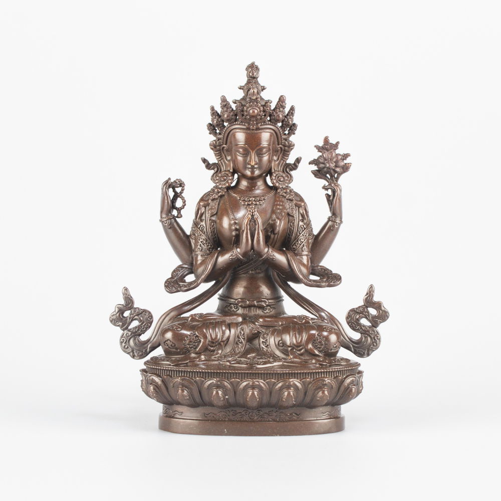 Statue of Avalokitesvara or Chenrezik, a bodhisattva of compassion, small size — 11 cm, fine carving, Small