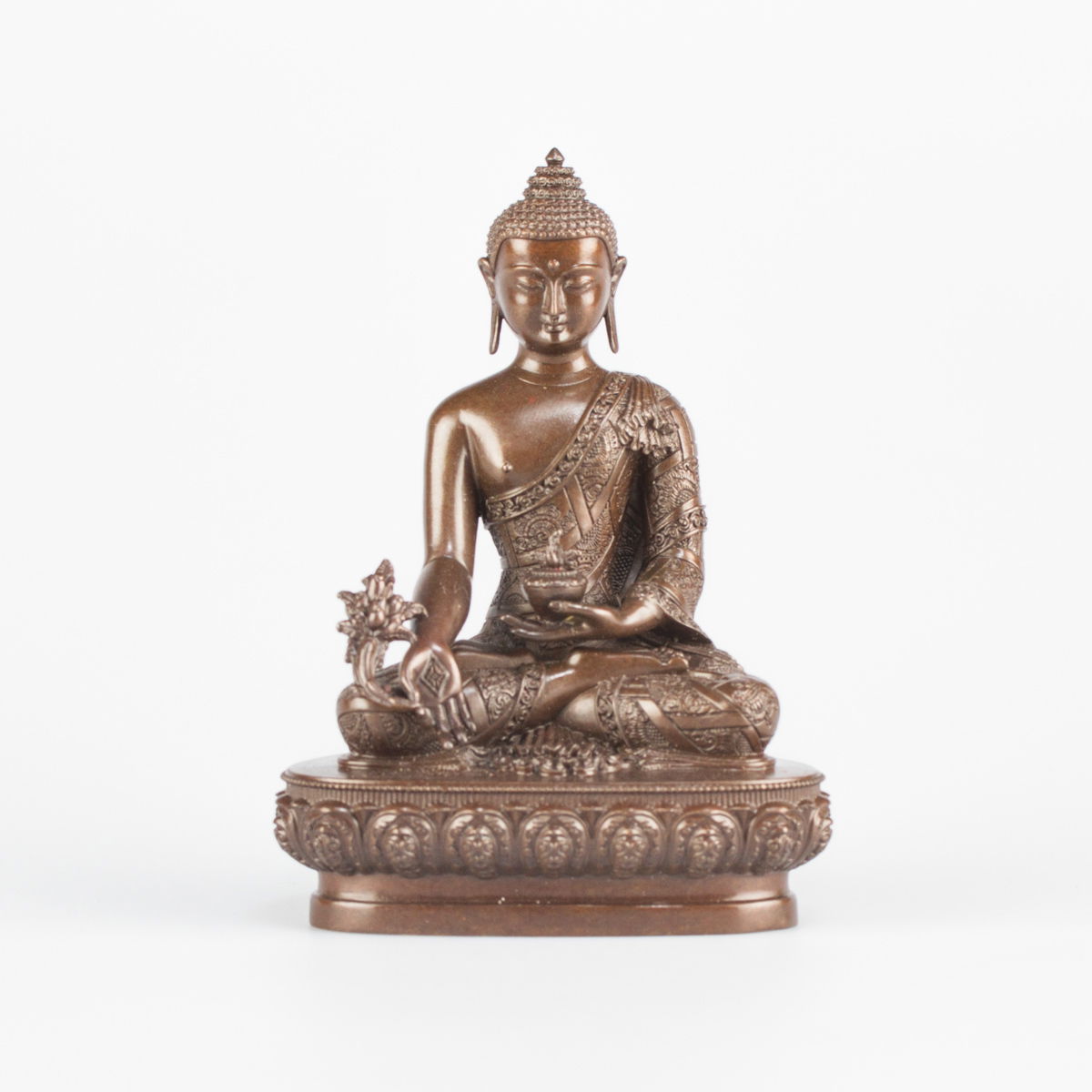 Statue of Medicine Buddha aka Menla ("the Healer God") or Bhaisajyaguru, small size — 10.5 cm, fine carving, Small