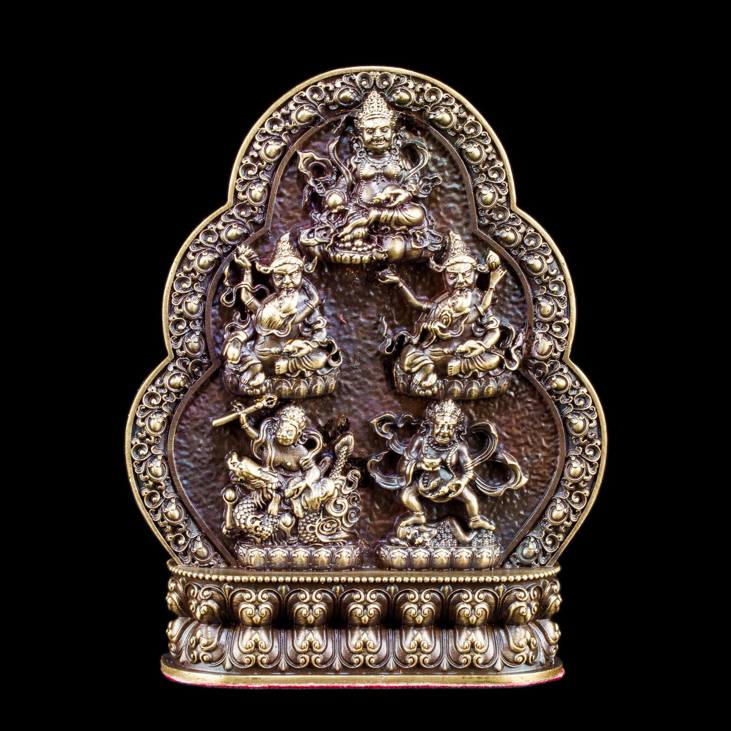 Buddhist figurine "Five Jambhalas (aka Dzambhalas)" Traditional Tibetan home charm, medium size — 11.2 cm, fine carving. 