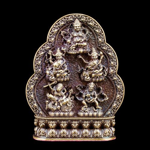 Buddhist figurine "Five Jambhalas (aka Dzambhalas)" Traditional Tibetan home charm, medium size — 11.2 cm, fine carving