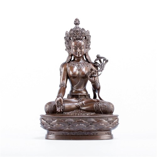 Bronze statue of White Tara, Bodhisattva of Longevity, medium sizer 15 cm, fine carving